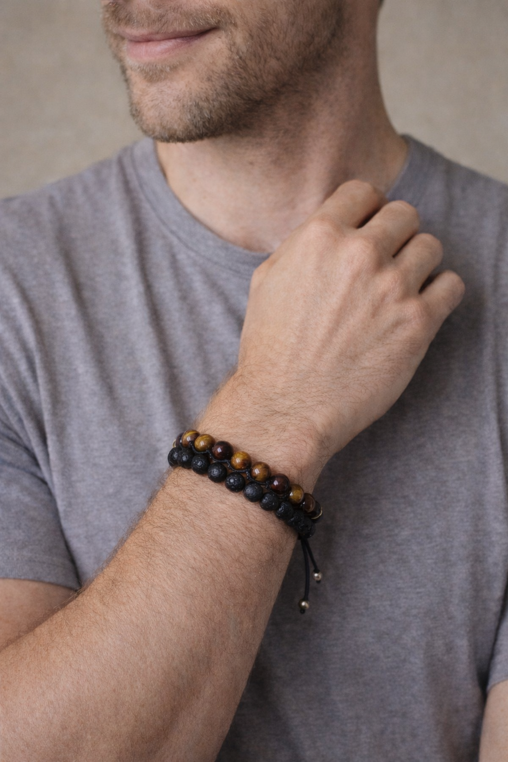 Tiger Eye and Onyx Bracelet