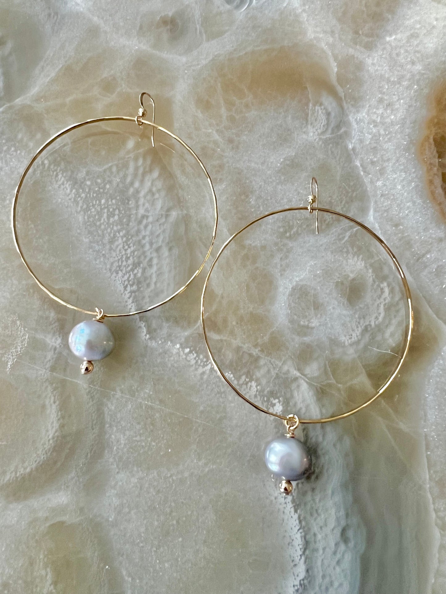 Kenzi Faceted Loops with Pearl Drops