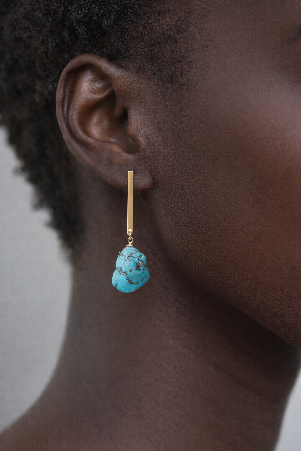 Tidal Turquoise Nugget Bar Post Earrings