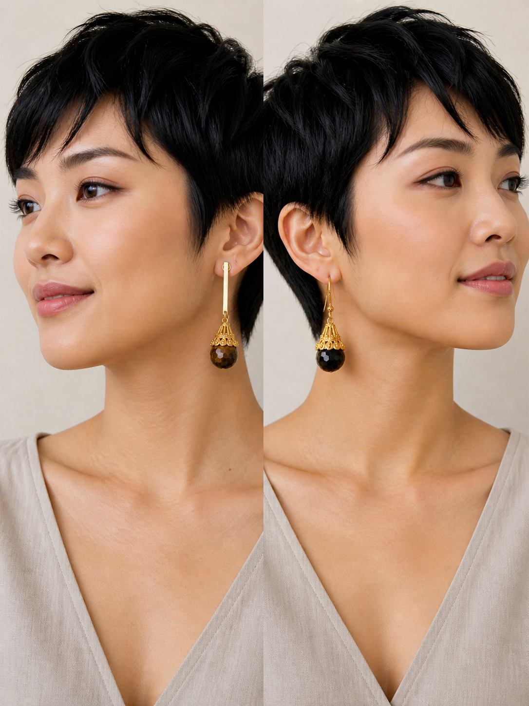 Bianca Tigers Eye Mismatched Earrings