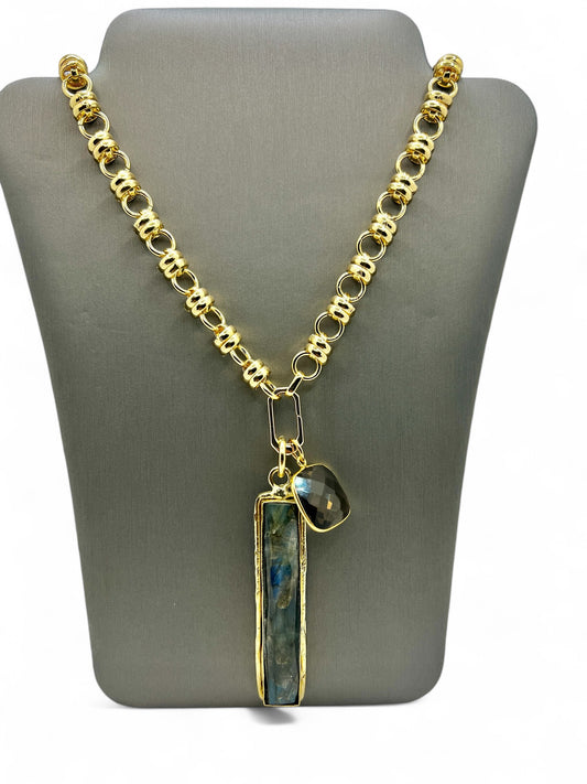 Manhattan Labradorite & Smokey Quartz Pendant necklace