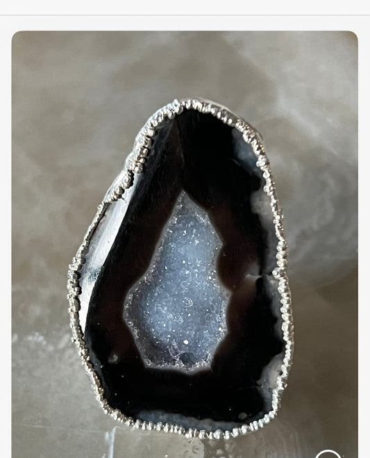 Black Agate Ring Silver