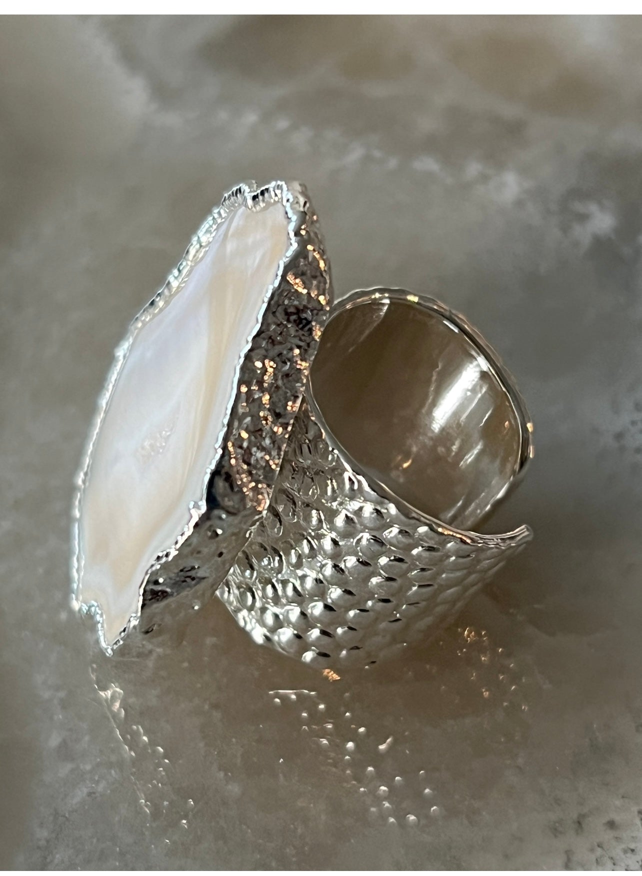 Gray and White Agate Rings