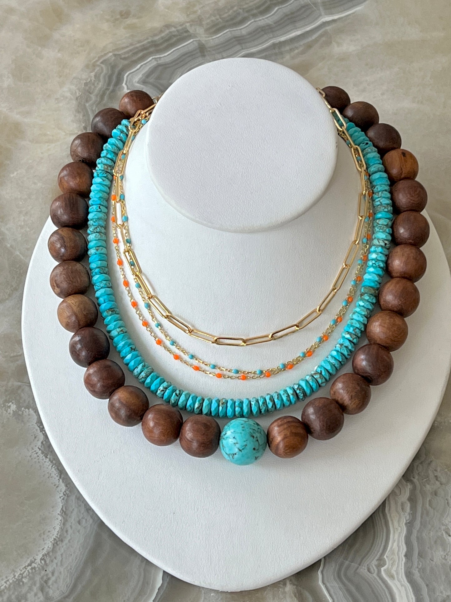 Ebony Bead and Turquoise Choker