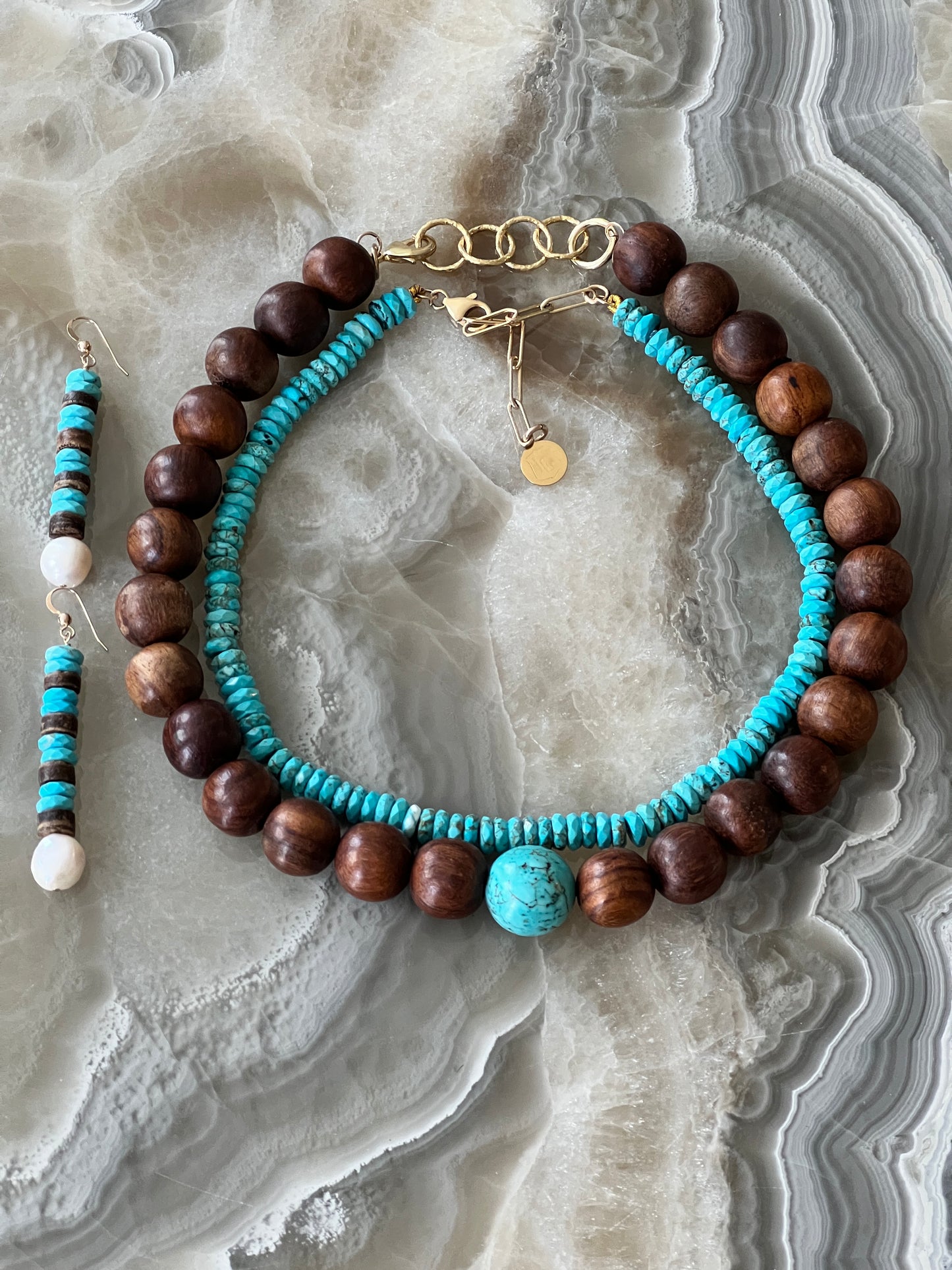 Ebony Bead and Turquoise Choker