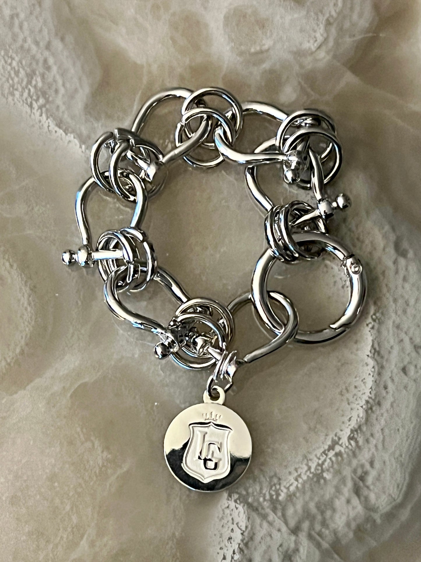 LG Chunky Chain Charm Bracelet-Silver