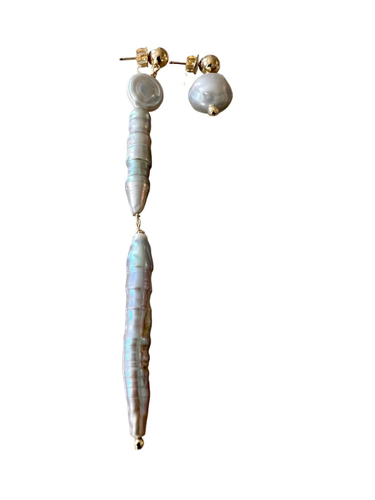 Crabbie Asymmetrical Pearl Earrings