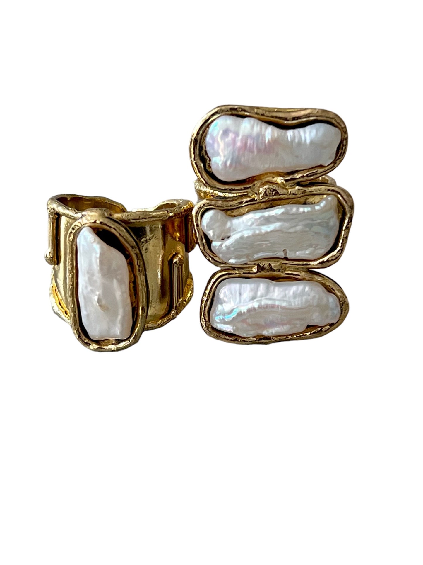 Kelly Biwa Pearl Double Rings