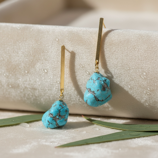 Tidal Turquoise Nugget Bar Post Earrings